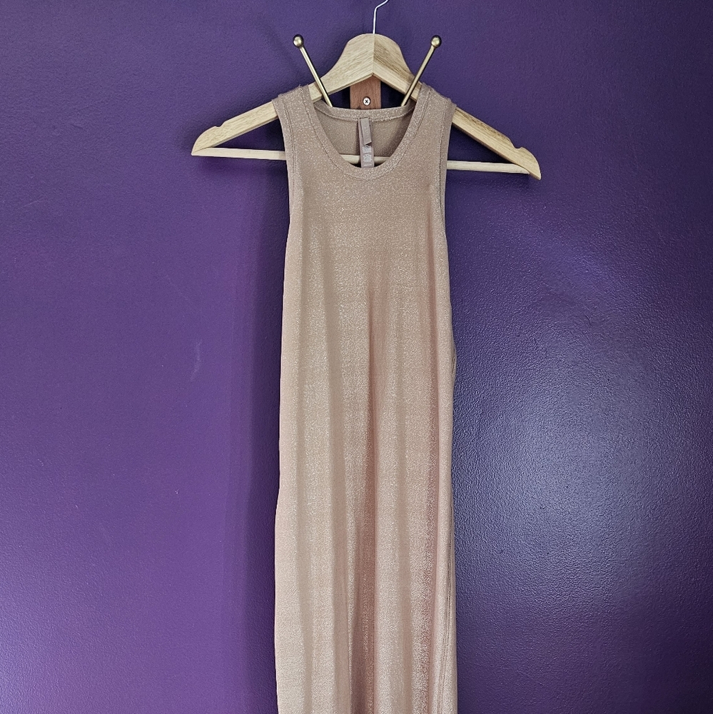 SKIMS Shimmery Beige Maxi Dress